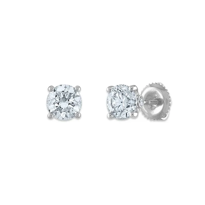 Red Hot Deal 1-1/2 CTW Lab Grown Diamond Stud Solitaire Earrings in 14KT White Gold