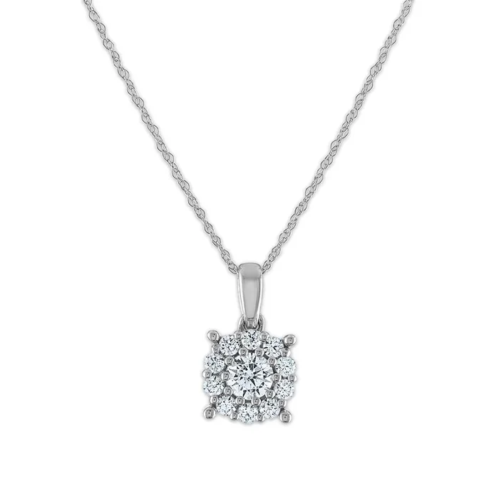 Red Hot Deal 1/2 CTW Round Lab Grown Diamond Cluster 18-inch Pendant in 10KT White Gold