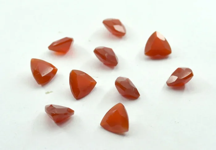 Red Onyx 10PC Tiny 3×3 MM Triangle Faceted Red Fiery Semi Precious Loose Gemstone