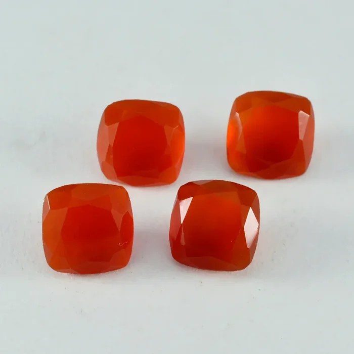 Red Onyx 1PC Medium 9×9 MM Cushion Faceted Red Lustrous Semi Precious Gems