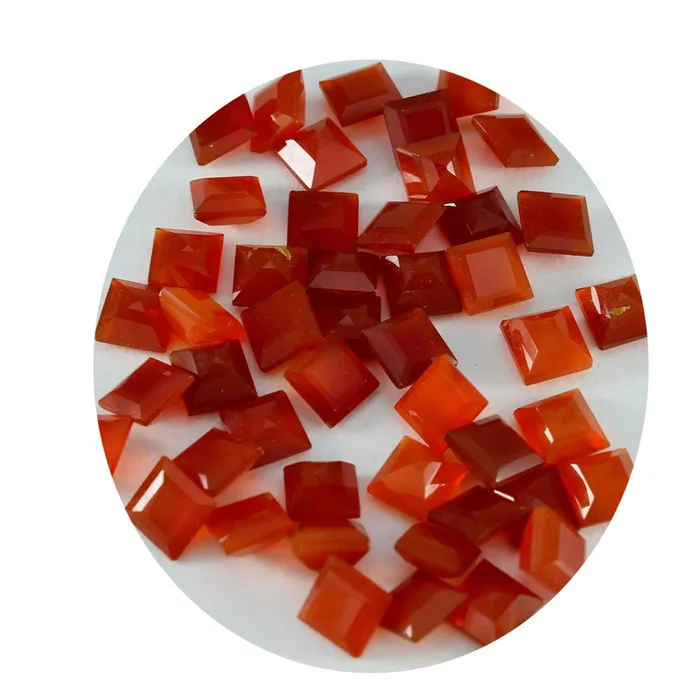 Red Onyx 1PC Tiny 6×6 MM Square Faceted Red Polished Semi Precious Loose Gems