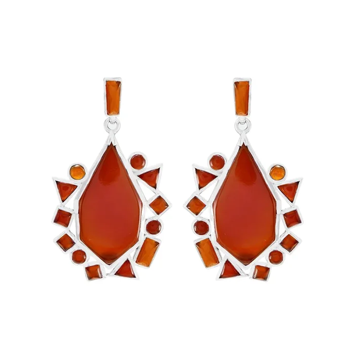 Red Onyx Italian Bianca multiple Stud Red 925 Silver Earring