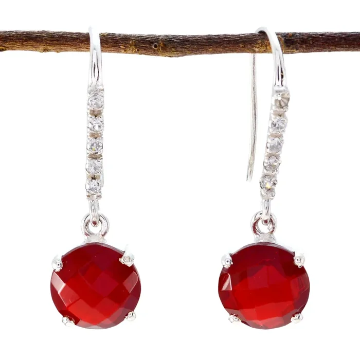Red Onyx Russian Eva multiple Dangle Red Sterling Silver Earring