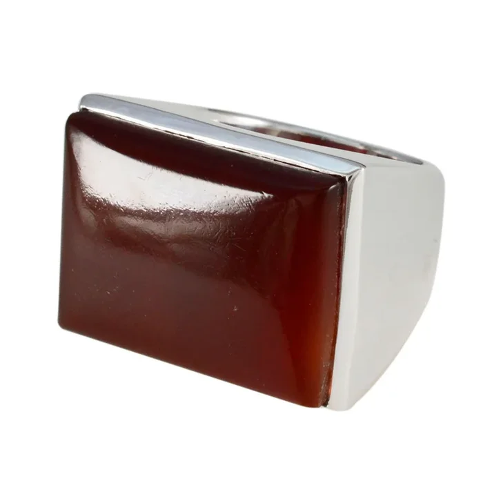 Red Onyx Solitaire Italian Sterling Silver Red Gemstone Chunky Armor Ring Jewelry