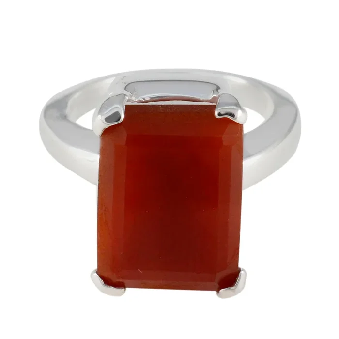 Red Onyx Solitaire Moroccan Silver Red Gemstones Essential Modern Ring Jewellery