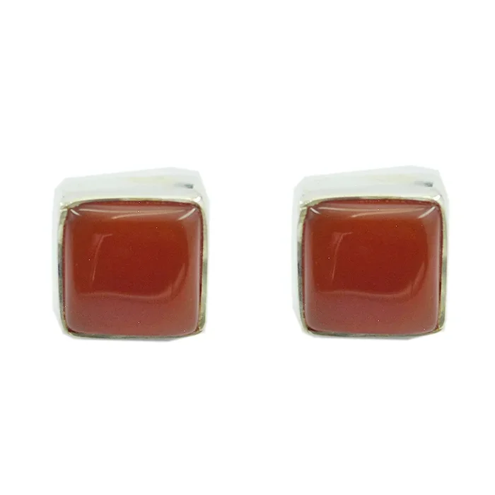 Red Onyx Spanish Ella Solitaire Stud Red 925 Silver Earring
