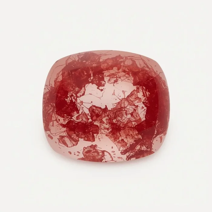 Red Strawberry Quartz 1PC Small 7×7 MM Cushion Cabochon Red Sparkling semi Precious Gems