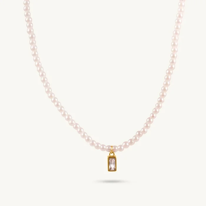 Regal Pearl Lock Charm Necklace