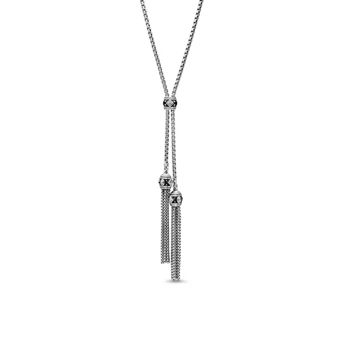 Renaissance Tassel Necklace in Sterling Silver with Diamonds