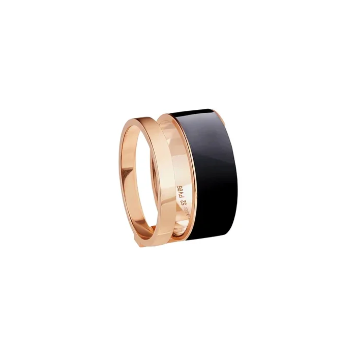 Repossi Berbere Chromatic Navy lacquer ring in rose gold | Lepage