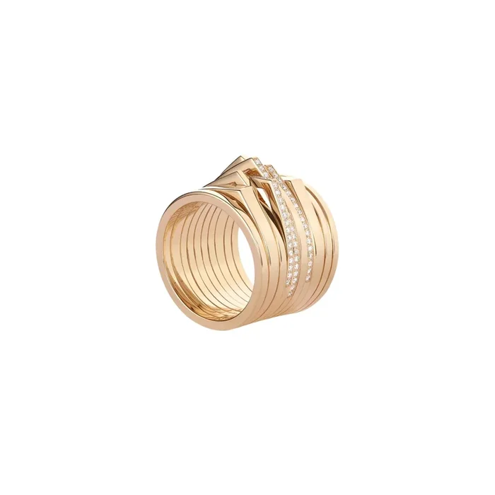 Repossi ring multirow 10 in rose gold and diamonds | Lepage