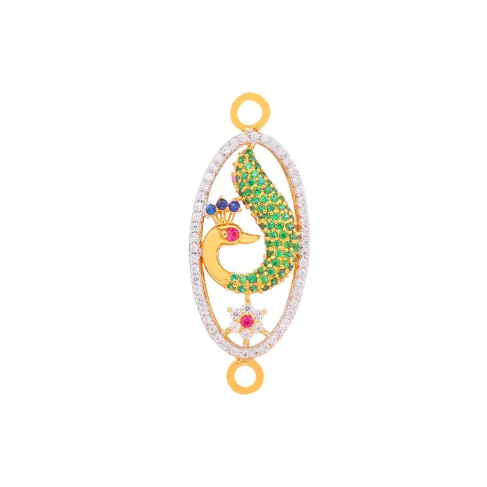Reversible Peacock Broach With Gemstones in 22K Gold