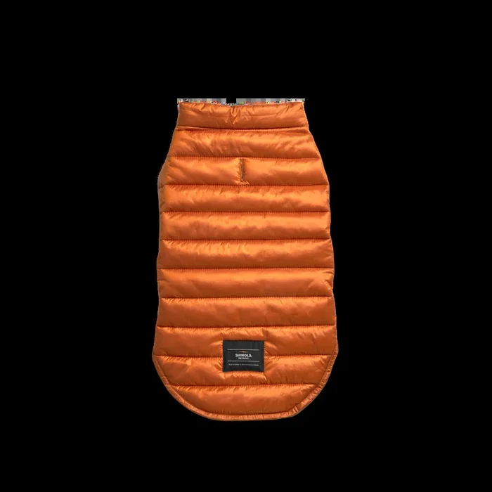 Reversible Puffer Dog Coat – Orange / Black