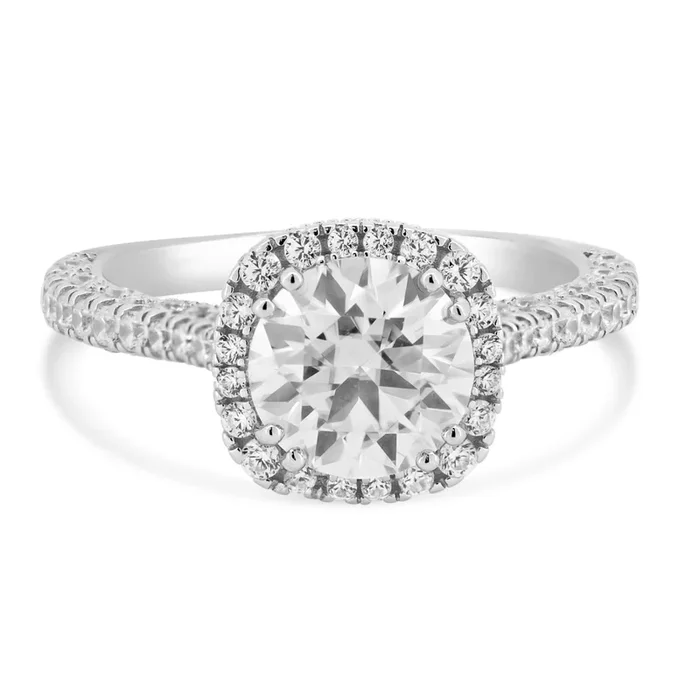 Rhodium Plated 925 Sterling Silver 2 Carat Moissanite Stones with CZ Engagement Ring – MBGR00016