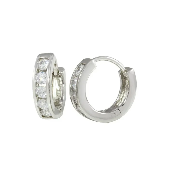 Rhodium Plated 925 Sterling Silver 3MM Hoop Earrings – AAE00003