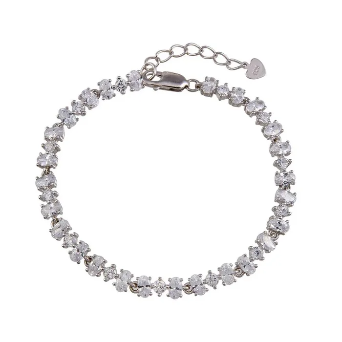 Rhodium Plated 925 Sterling Silver 5mm Link CZ Tennis Bracelet – BGB00341