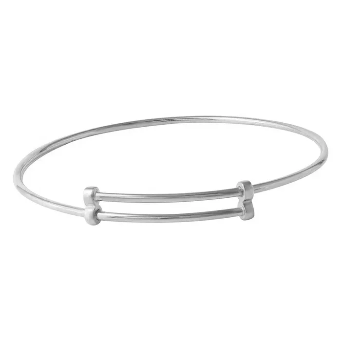 Rhodium Plated 925 Sterling Silver Adjustable Bangle Bracelet – DIB00003RH