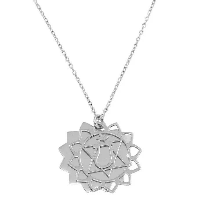 Rhodium Plated 925 Sterling Silver Anahata Chakra Necklace – SOP00051