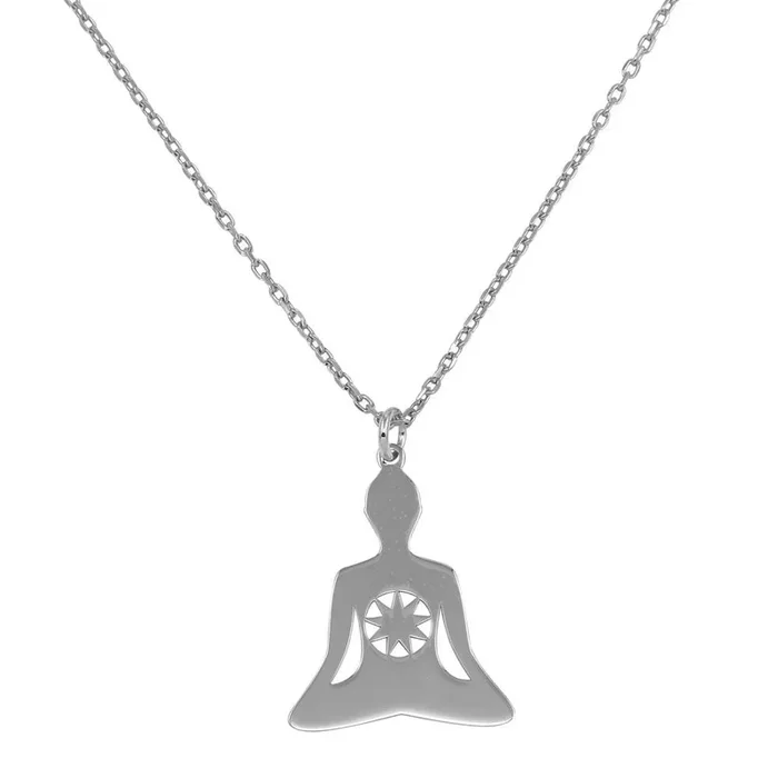 Rhodium Plated 925 Sterling Silver Chakra Symbol Necklace – SOP00050