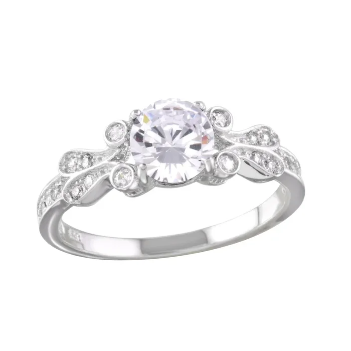 Rhodium Plated 925 Sterling Silver Clear CZ Ring – BGR01165CLR