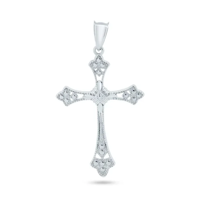 Rhodium Plated 925 Sterling Silver Cross Pendant – GMP00109