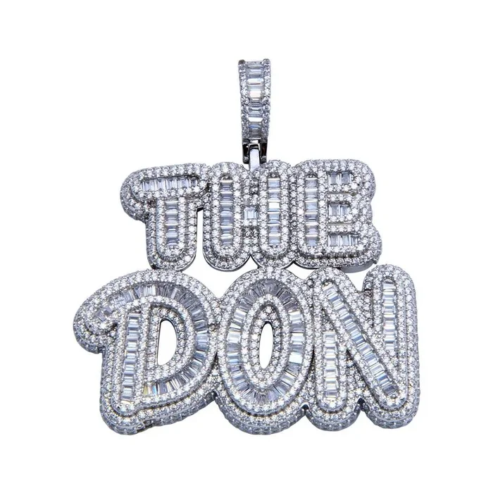Rhodium Plated 925 Sterling Silver CZ THE DON Hip Hop Pendant – SLP00240