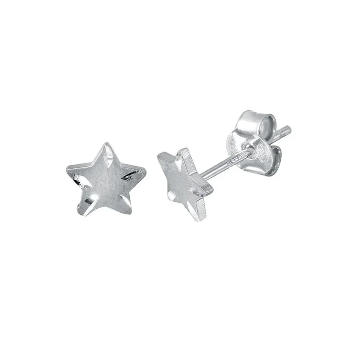 Rhodium Plated 925 Sterling Silver DC Star Earrings – ECE00038RH