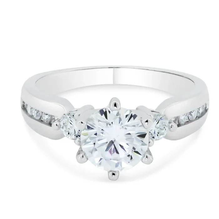 Rhodium Plated 925 Sterling Silver Engagement Moissanite Ring – MGMR00002