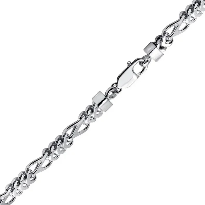 Rhodium Plated 925 Sterling Silver Figaro Franco Bracelet 5.8mm – CH947 RH