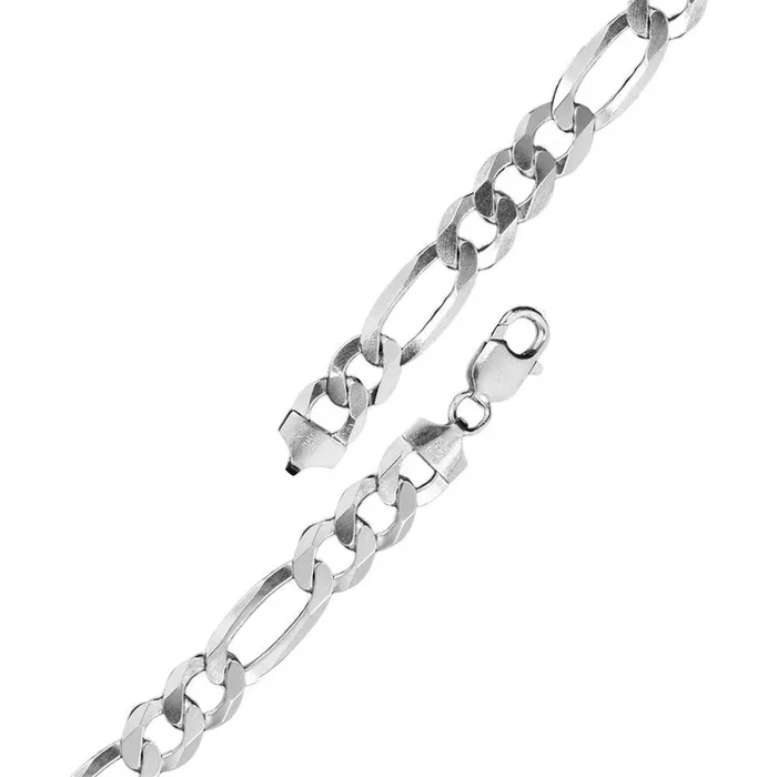 Rhodium Plated 925 Sterling Silver Flat Light Weight Figaro 150 Chain 5mm – CH1-150 RH