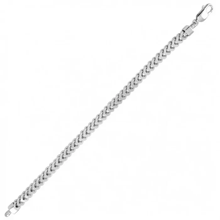Rhodium Plated 925 Sterling Silver Franco Bracelet 7.2mm – CH429 RH BR