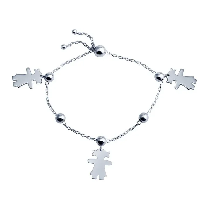 Rhodium Plated 925 Sterling Silver Girl Charm Lariat Bracelet – DIB00067RH