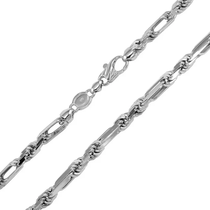 Rhodium Plated 925 Sterling Silver Hand Made Figarope Milano Chain or Bracelet 8mm – CH196 RH