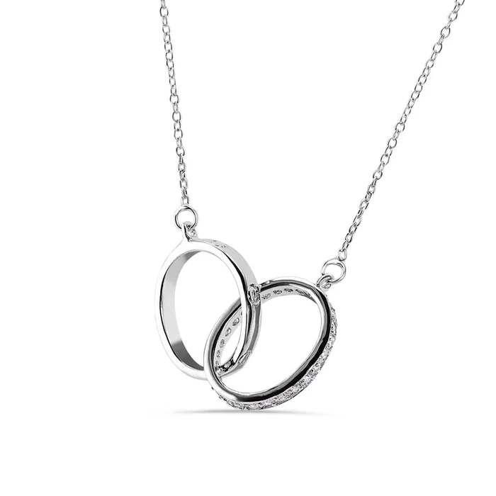 Rhodium Plated 925 Sterling Silver Intertwined Oval Clear CZ Necklace – BGP00877
