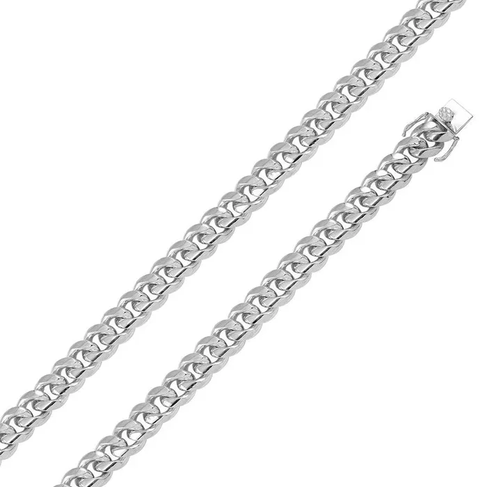 Rhodium Plated 925 Sterling Silver Miami Cuban Chain or Bracelet 14.5mm Box Lock – CH433 RH