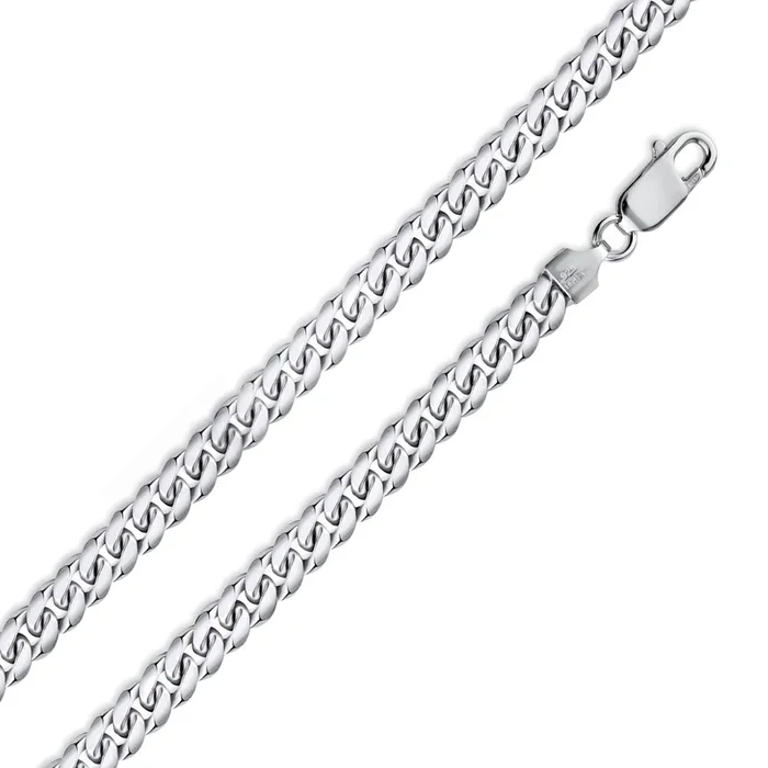 Rhodium Plated 925 Sterling Silver Miami Cuban Curb 180 Chain or Bracelet Link 6.3mm – CH316B RH