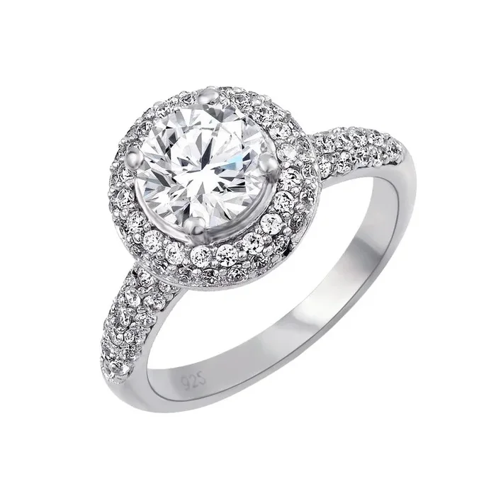 Rhodium Plated 925 Sterling Silver Micro Pave Solitaire CZ Ring – ACR00039