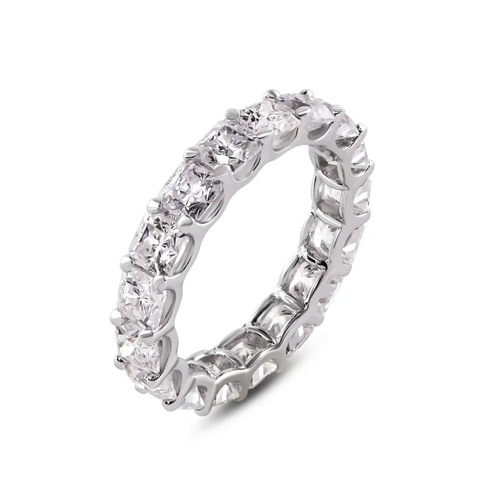 Rhodium Plated 925 Sterling Silver Moissanite 3.8mm Eternity Band Ring – MGMR00006
