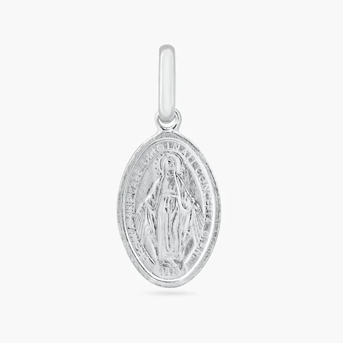 Rhodium Plated 925 Sterling Silver Our Lady of Grace Regina Sine Labe Originali Concepta Small Pendant – ARP00050