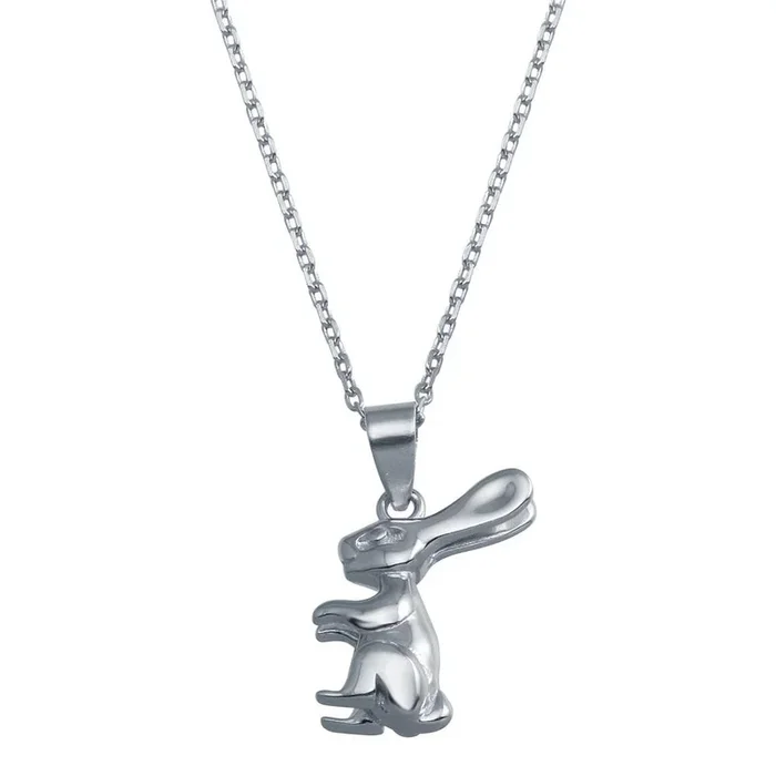 Rhodium Plated 925 Sterling Silver Rabbit Necklace – BGP01382