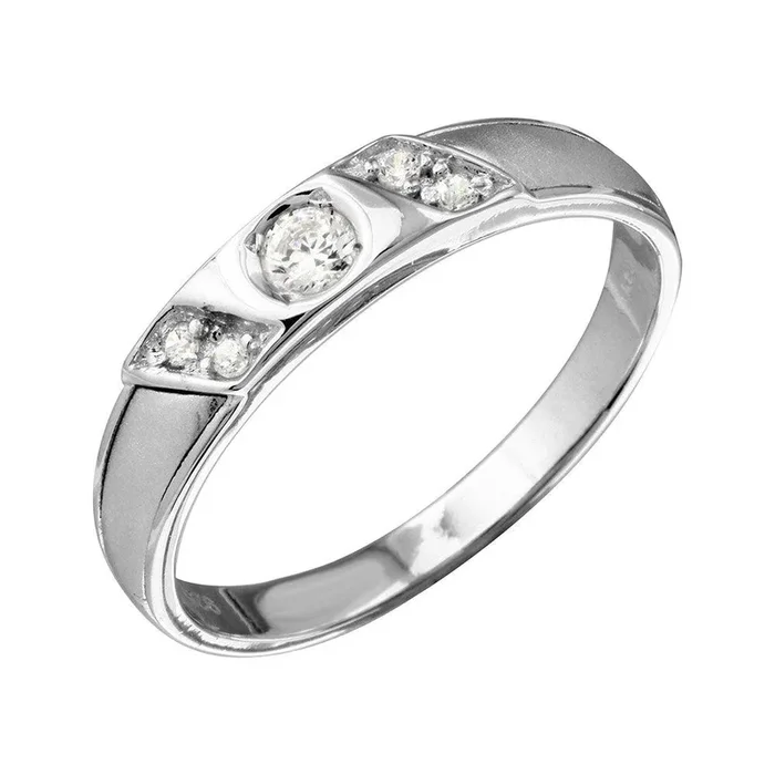 Rhodium Plated 925 Sterling Silver Slash CZ Trios Bridal CZ Ring – GMR00193