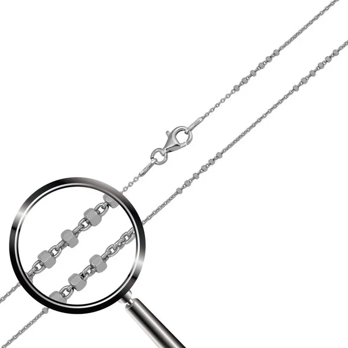 Rhodium Plated DC Beaded Link Chain 1.5mm – CH485 RH