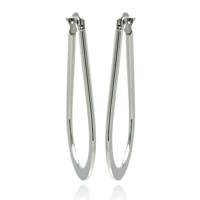 Rhodium Plated Stainless Steel “U” Hoop Earrings – SSE00049