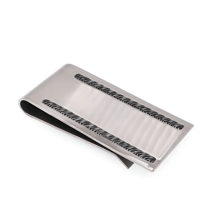 Rhodium Plated Stainless Steel Rope Edge 22mmx49mm Money Clip – SSM00010