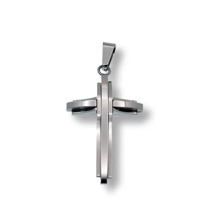Rhodium Plated Stainless Steel Stylish Cross Pendant – SSP00176