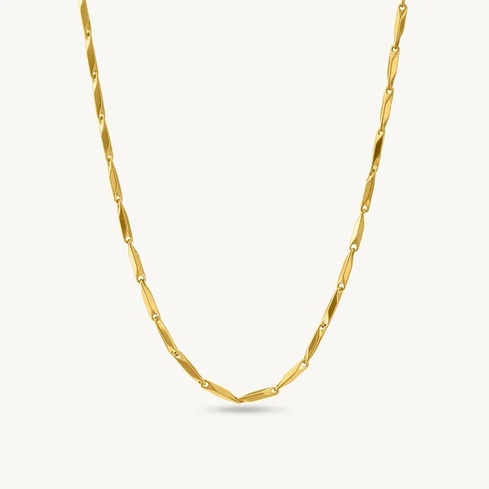 Rice Grain Link Gold Necklace