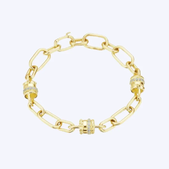 Ring Charm Station Gold Link Bracelet