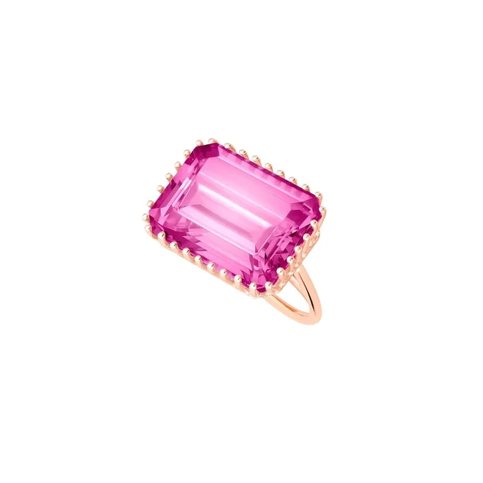 Ring Ginette NY Jumbo Cocktail in rose gold and pink topaz | Lepage