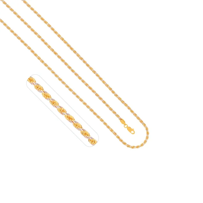Rope Two tone 24″ Chain in 22K Gold