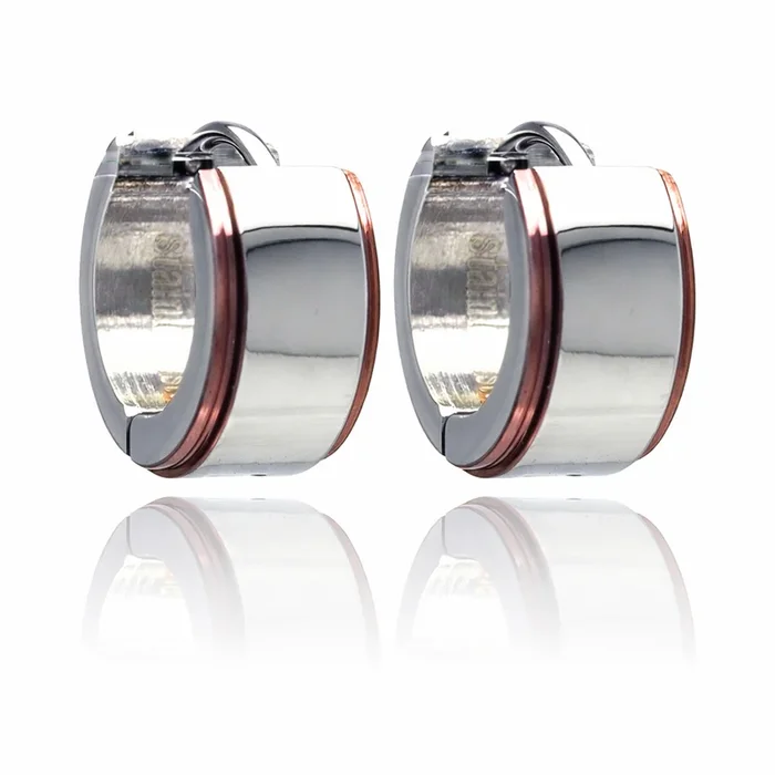 Rose Gold & Rhodium Plated Stainless Steel Huggie Earring – SSE00003